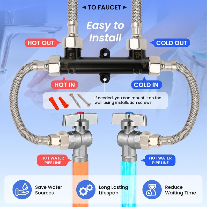 TheMiLiO Upgraded 595926 Sensor Valve: Copper & Electrophoretic Coated - Fit for 500800/500805, Comfort Series Instant Hot Water Pump System 367010 Thermal Bypass Bridge Valve - Image 4